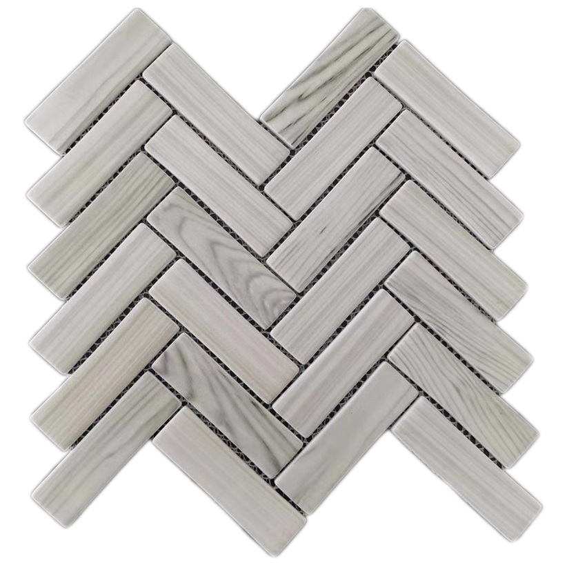 HERRINGBONE & Other Shapes  <br> Recycled Glass Mosaic